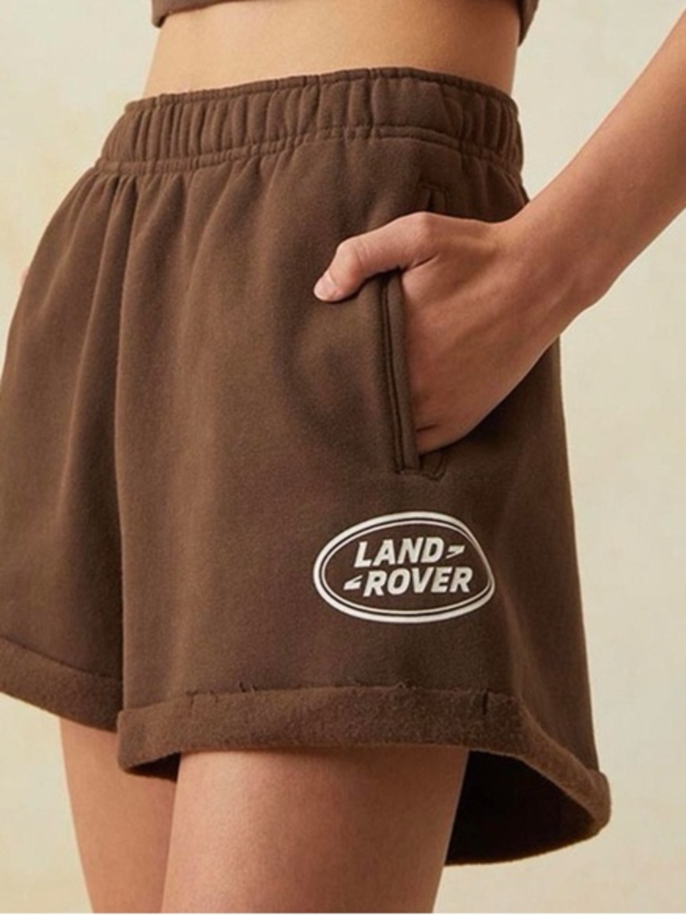 PacSun Brown Land Rover Logo Fleece Shorts